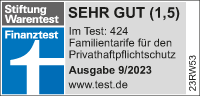 Finanztest „Privathaftpflichtschutz“ mit Note „sehr gut (1,5)“ Test 9/2023