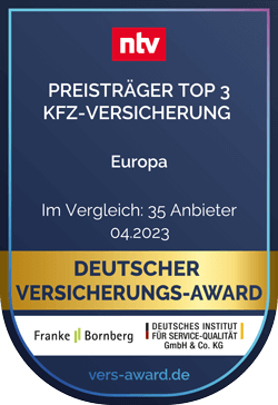 EUROPA zählt zu den TOP 3 KFZ-Versicherungen in Deutschland (Deutscher Versicherungs-Award, 04/23)