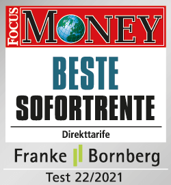 "Beste Sofortrente" (Direkttarife) laut FOCUS MONEY, Test 22/2021