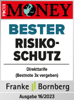 Auszeichnung „Bester Risikoschutz“ (Direkttarife) von FOCUS MONEY, Test 16/2023