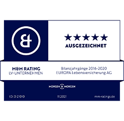 5 Sterne und die Note "Ausgezeichnet" im M&M Rating für LV-Unternehmen, Stand 11/2021 5 Sterne und die Note "Ausgezeichnet" im M&M Rating für LV-Unternehmen, Stand 11/2021