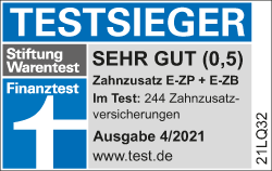 Testsieger Stiftung Warentest: Zahnzusatzversicherung "Premium-Schutz" inkl. Zahnbehandlung Plus (Ausgabe 04/2021)