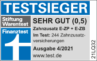 Testsieger Stiftung Warentest: Zahnzusatzversicherung "Premium-Schutz" inkl. Zahnbehandlung Plus (Ausgabe 04/2021)