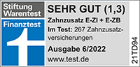 Testsieger Stiftung Warentest: Zahnzusatzversicherung „Komfort-Schutz“ inkl. Zahnbehandlung Plus (Ausgabe 06/2022)