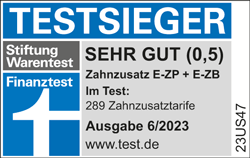 „Sehr gut“ von Stiftung Warentest: Zahnzusatzversicherung „Premium-Schutz“ inkl. Zahnbehandlung Plus (Ausgabe 06/2023)